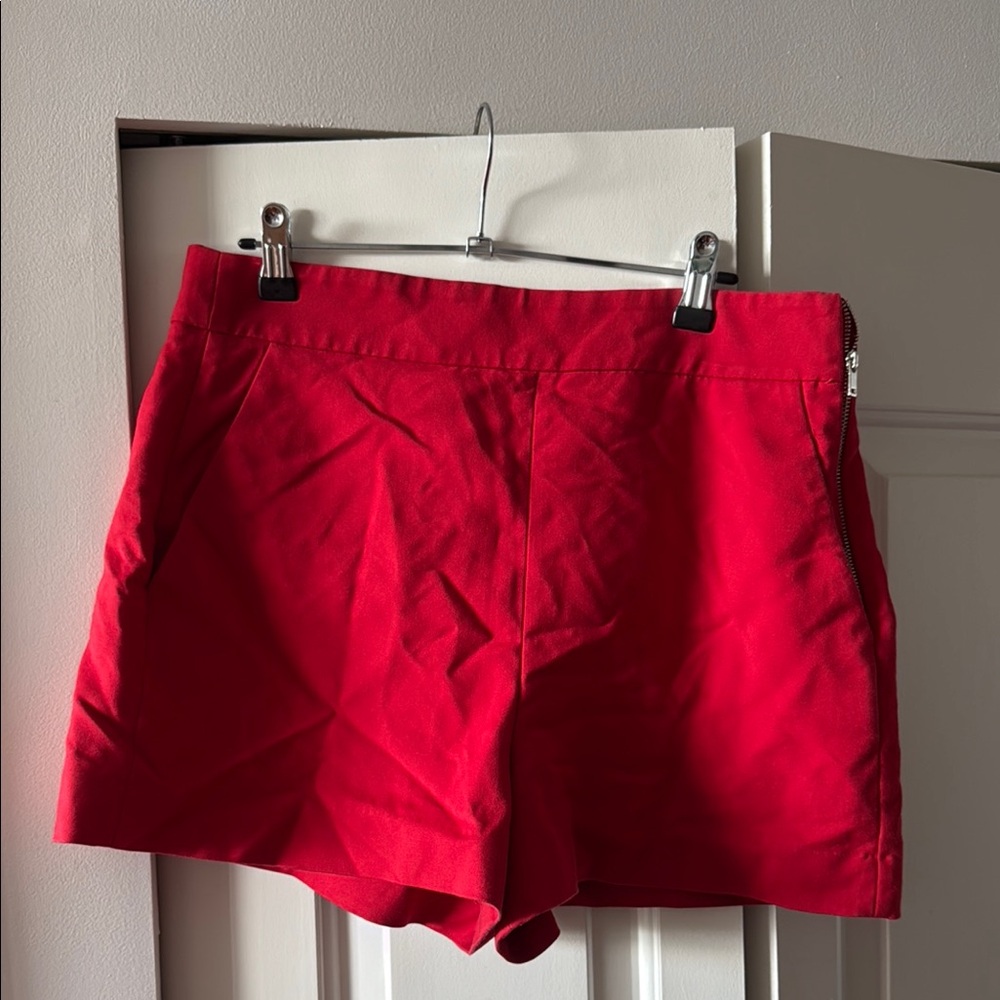 Zara Red High Waist Shorts
